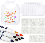 AOLSO baberos blancos para pintar x8 + rotuladores x8 + plantilla x8
