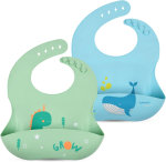 VICLOON babero de silicona con bolsillo x2 6m+