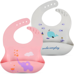 VICLOON babero de silicona con bolsillo x2 6m+